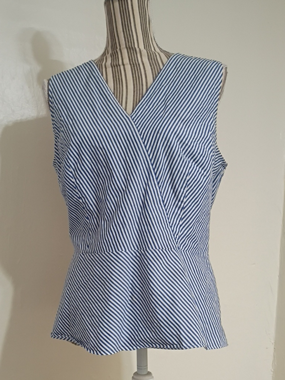 Talbots Striped Sleeveless Peplum Top Size 14